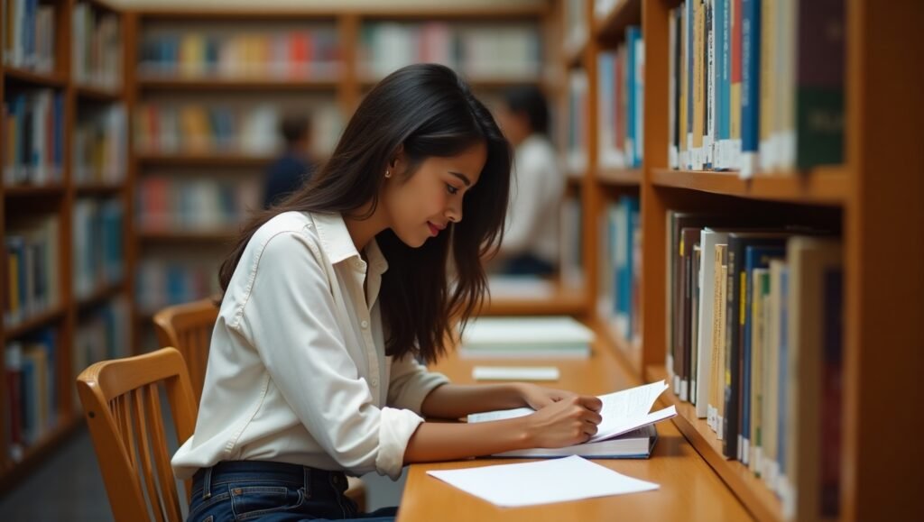 Salah satu cara mencari referensi akademik yang tepat adalah mencarinya di perpustakaan.