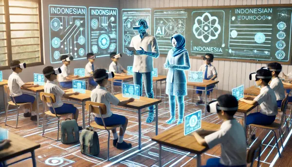Gambar ilustrasi AI yang membantu guru dan siswa dalam proses pembelajaran digital