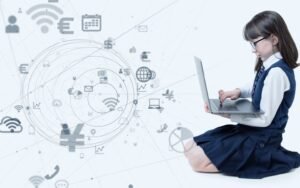 Infografik penggunaan AI dalam pembelajaran digital untuk mahasiswa dan dosen